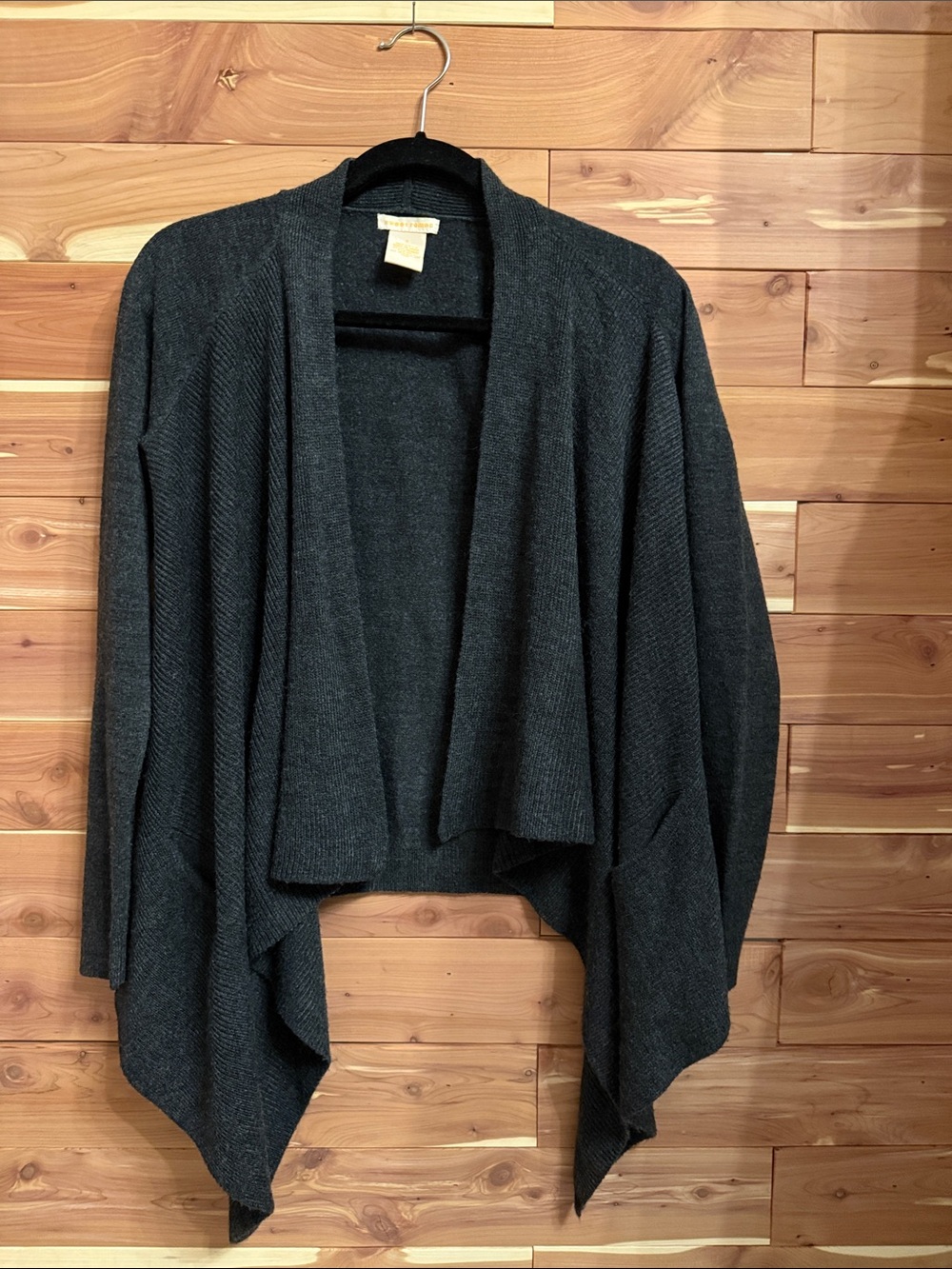 Sweet Romeo Dark Gray Open-Front Waterfall Cardigan